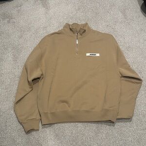Jacquemus Men’s Zip-Neck Sweatshirt in Tan
